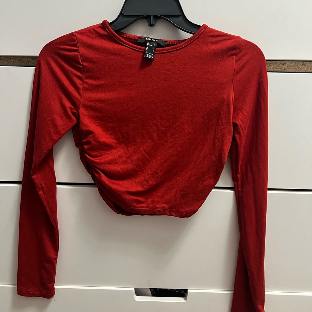 Forever 21 Bold Red Long Sleeve Top